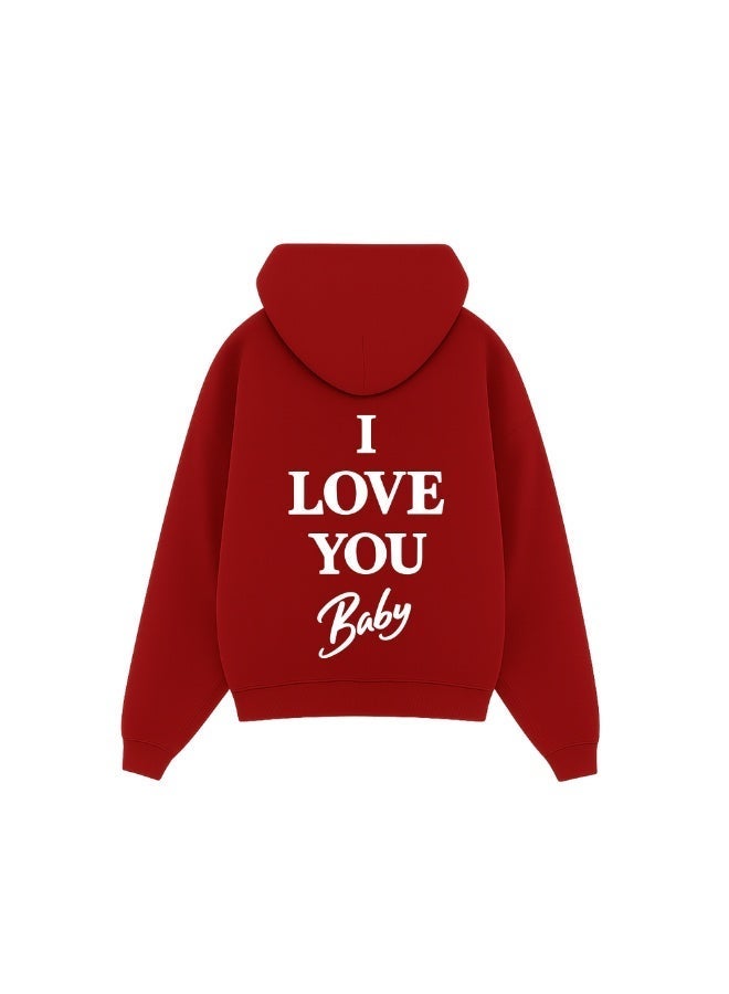 Premium Apparel I love you baby Hoodie Red [VALENTINES DAY] - Image 3